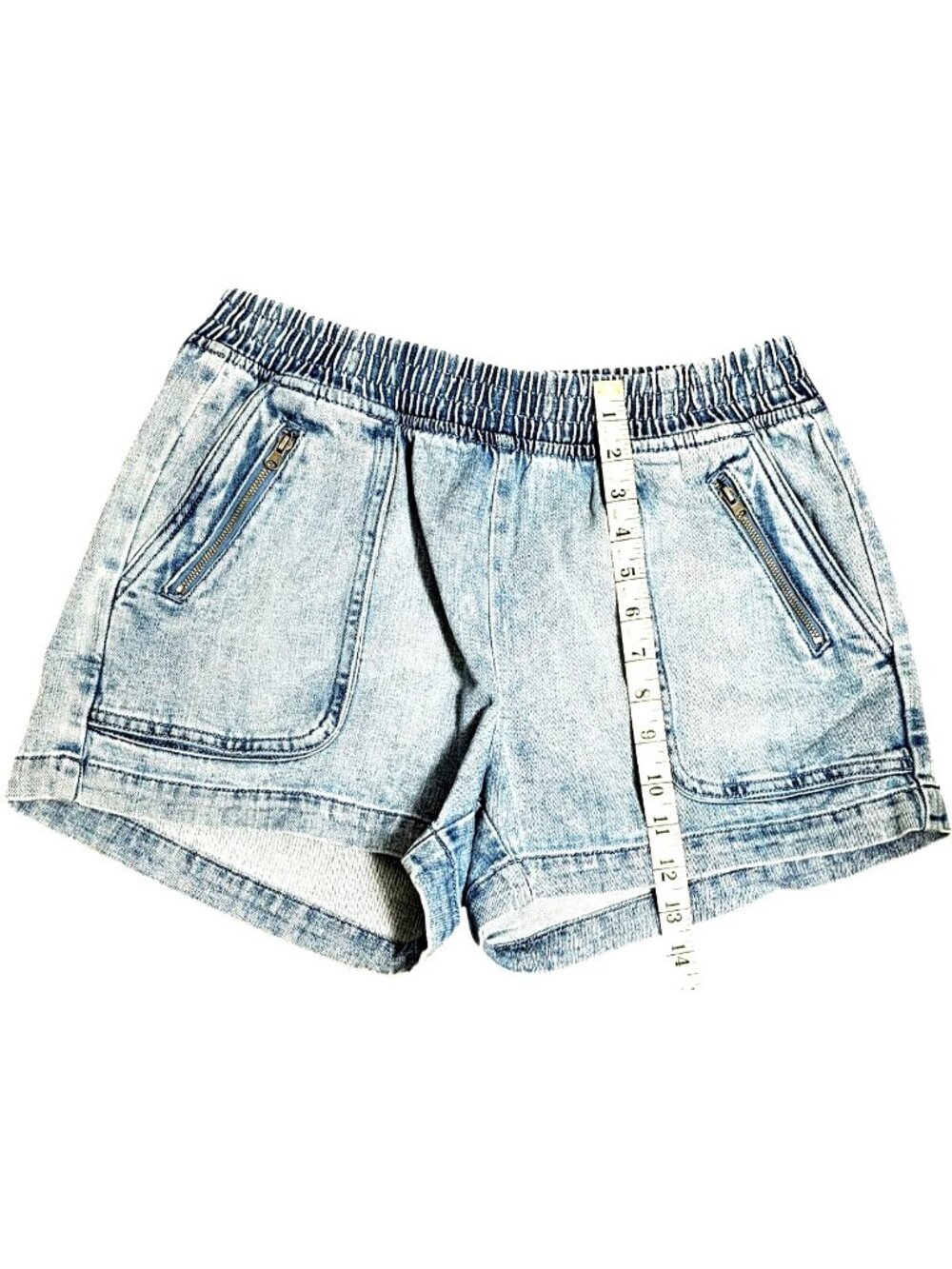 Aerie Women's Light Denim Lounge Shorts M With Elastic Waist & Zipper Pockets - Picture 9 of 11